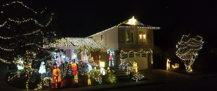 Wide view of the 2017 Pleasanton Christmas light show